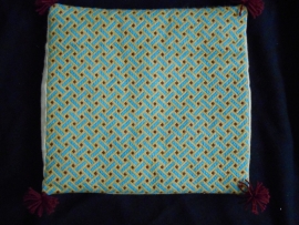 Pillow yellow with blue bars