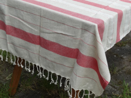 Multiple stripe red tablecloth