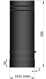 Telescoop buis 50 cm 150 mm zwart 2 mm staal