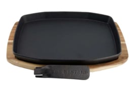 Sizzling plate en holder cast iron 24x32 cm