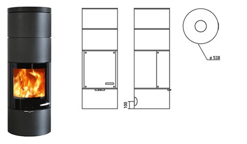 Tekening houtkachel Skantherm Milano M