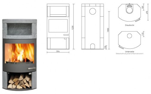 Tekening houtkachel Skantherm Ator Plus