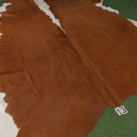 Brown & white cowhide rug (210 x 190)