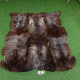 Brown marbled short-haired sheepskin rug (Hexa) 180 x 160