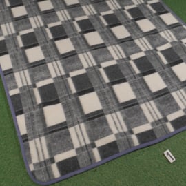 Wollen deken (200 x 150) Grijs geblokt