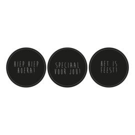 Zwarte grote stickers ‘Feest’ (9 stuks)