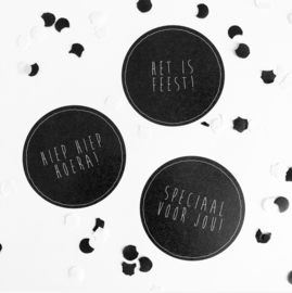 Zwarte grote stickers ‘Feest’ (9 stuks)