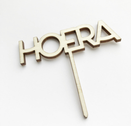 Houten caketopper ‘Hoera’