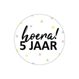 Stickers - Traktatiesticker  ‘hoera 5 jaar’(10 stuks)