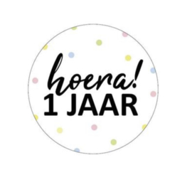 Sticker - Taktatiesticker  ‘hoera 1 jaar’ (10 stuks)