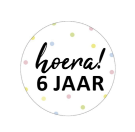 Stickers - Traktatiesticker  ‘hoera 6 jaar’(10 stuks)