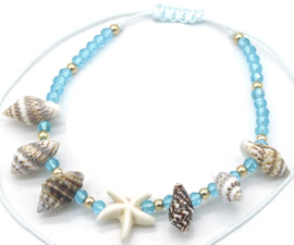 enkelbandje blauw/schelpjes