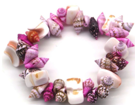 armbandje met paars en lila schelpjes
