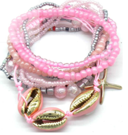 9 armbandjes roze