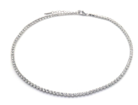 S. Steel ketting Crystals zilverkleurig
