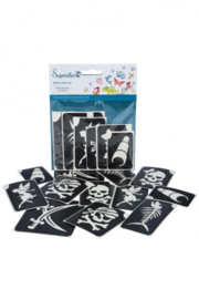 Glitter tattoo stencils Pirate 12 pcs (98807 )