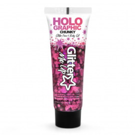 Holografische chunky glitter gel Princess pink