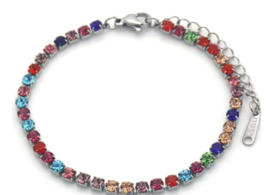 RVS armbandje multi crystals zilverkleurig