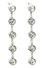 S. Steel Earrings Crystal 5cm zilver kleurig