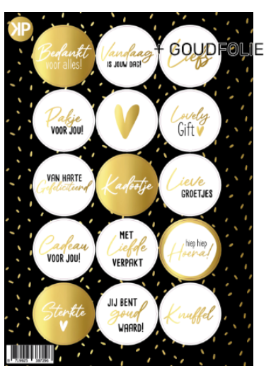 cadeau stickers met goudfolie