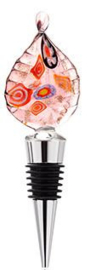 Flessenstop met Italian style glas 14x4cm Lichtroze/Multicolour