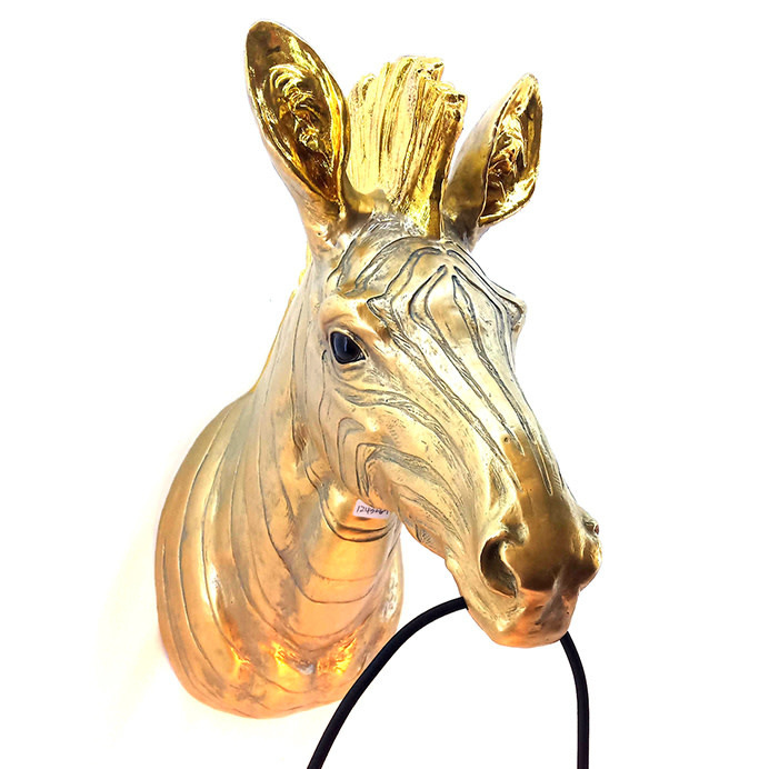 Zebra lamp goud