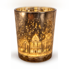 Ruby Gold Waxinelichthouder X-mas Tree 10 x 13 cm - Goud met magisch lichteffect