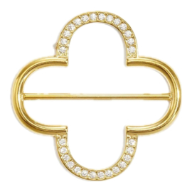 Sjaalring Klaver Goud met Strass