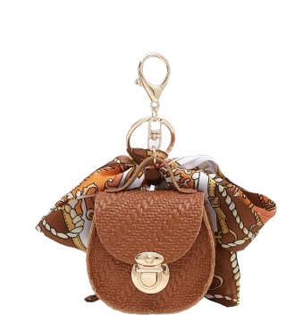 Tas-/ Sleutelhanger Tasje | Bruin