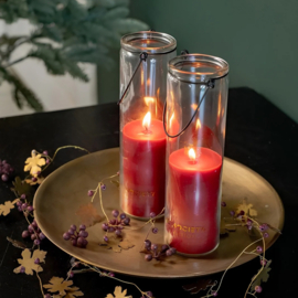 Home Society  Candle Tube Frank Red | Rode kaars in glazen tube met hanger