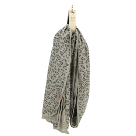 Noto Soft Green - Lange sjaal met panterprint