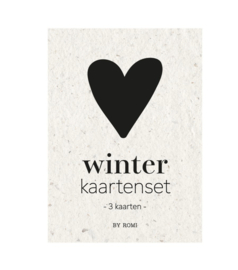 Winter Kaartenset + Houder | Lach, feest, koester, geniet