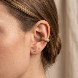 Goudkleurige Ear Cuff met Zirkonia – Stainless Steel