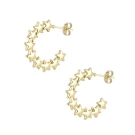 Gouden Sterren Hoops Oorbellen – Stainless Steel