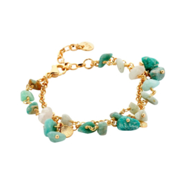 Biba Armband met Natuursteen – Goudkleurig & Turquoise