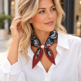 Sjaaltje Bobby Jeans – Paisleyprint met Magnetische Parelsluiting
