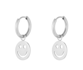 Oorbellen Be Happy Smiley | Zilver