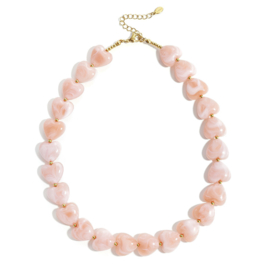 Roze Hartjes Ketting met Gouden Details