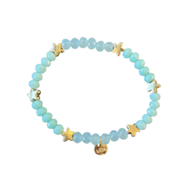 Biba armband met crystal kralen en gouden sterren