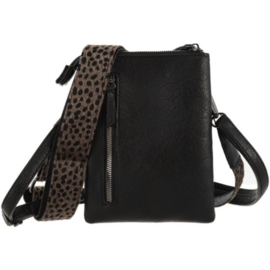 Telefoontasje Tyler – Zwart met dotprint | Crossbody tasje