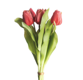 5 Real touch tulpen | Red | 31 cm