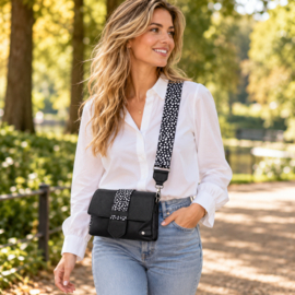 Schoudertas Minot Zwart – Dierenprint | Crossbody Tas met 2 Schouderbanden