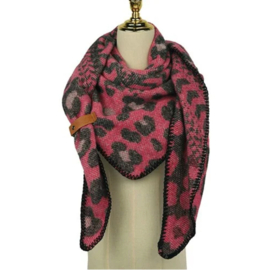 Sjaal Zillertal | Roze met panterprint