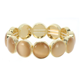 Armband Mieke Taupe – Goudkleurige elastische damesarmband