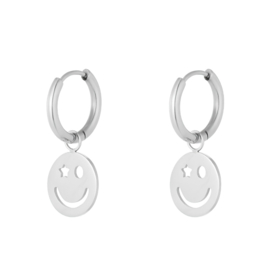 Oorbellen Be Happy Smiley | Zilver