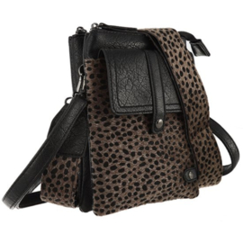 Telefoontasje Tyler – Zwart met dotprint | Crossbody tasje