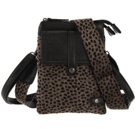 Telefoontasje Tyler – Zwart met dotprint | Crossbody tasje