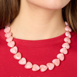 Roze Hartjes Ketting met Gouden Details