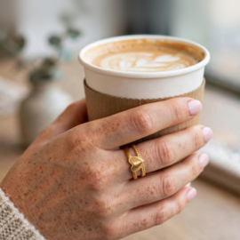 Verstelbare Ring Hart Goud - Double Layer | Stainless Steel