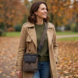 Telefoontasje Tyler – Zwart met dotprint | Crossbody tasje